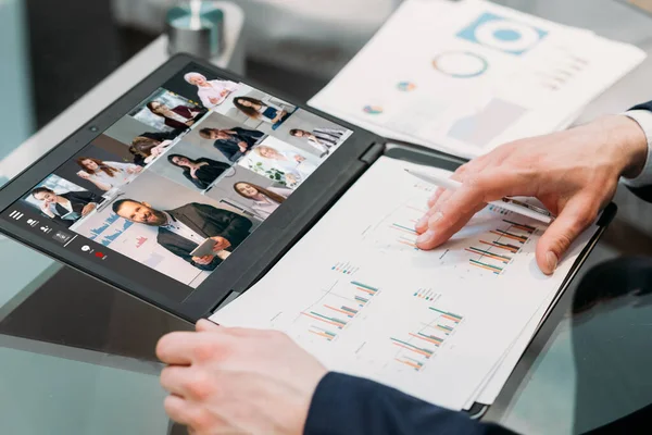 Business video konferens man team digitalt kontor — Stockfoto