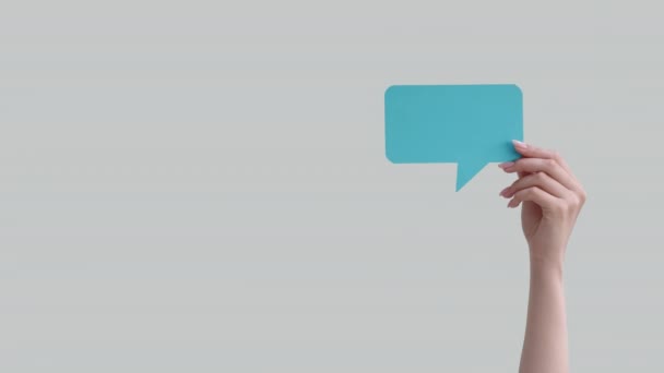 Vacío burbuja de voz en línea chat mano icono de diálogo — Vídeo de stock