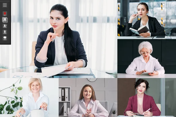 Video conference business telework female team — Stock Photo, Image