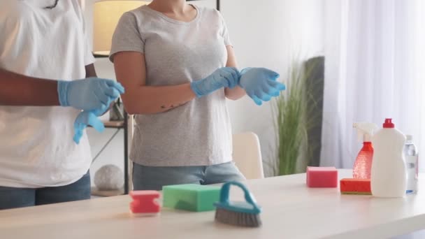 Empregada doméstica profissional serviço de limpeza empregadas domésticas — Vídeo de Stock