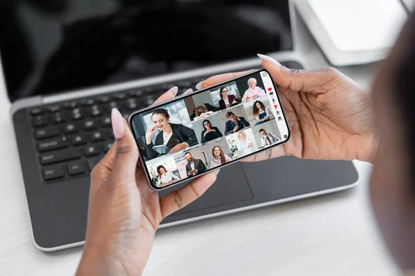 Telekonferencja biznesowa mobile video call team — Zdjęcie stockowe