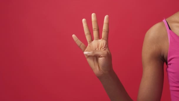 Numeri di mano dito conteggio femminile da uno a cinque — Video Stock