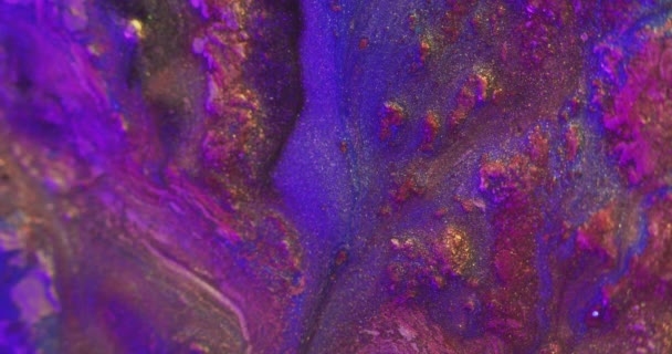Χρώμα glitter ροή μελάνης μείγμα φθορισμού υγρή υφή — Αρχείο Βίντεο
