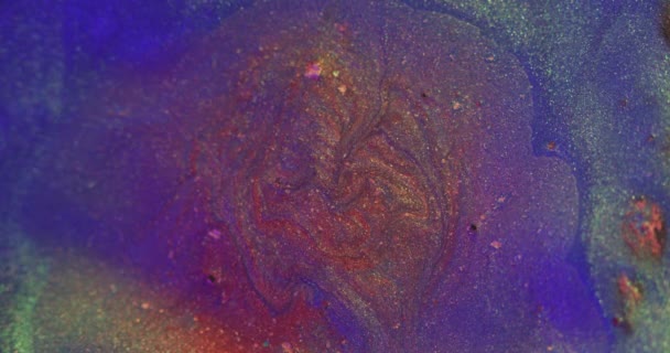 Colore fluido mix glitter inchiostro flusso viola liquido — Video Stock