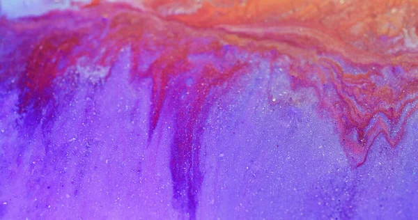 Glitter fluid wet ink textur violett orange farbe — Stockfoto