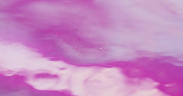 Kleur mist wolk glitter inkt water wazig roze damp — Stockvideo