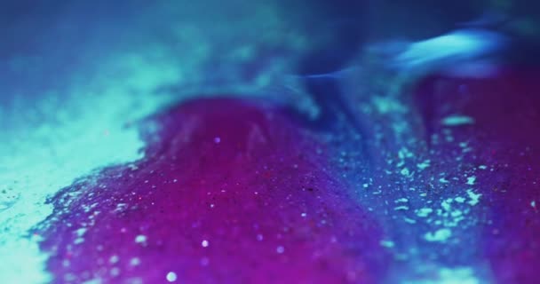 Glitter tinte flow farbe flüssigkeit mix fluoreszierende farbe — Stockvideo