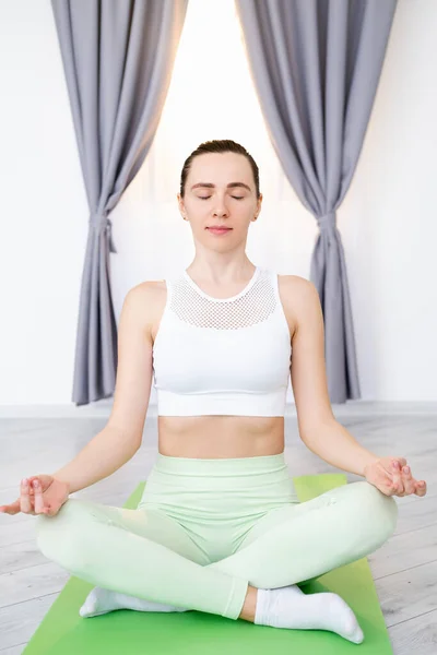 Mindfulness meditation yoga practice woman lotus — Stock Photo, Image