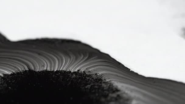 Μαύρο χρώμα ροή μελάνι χαρτί splatter νερό λευκό — Αρχείο Βίντεο