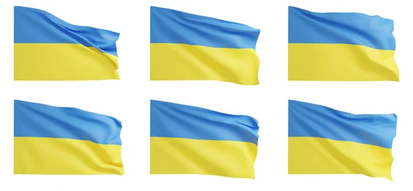 Bandiera ucraina simbolo nazionale blu giallo set 6 — Foto Stock