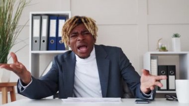 work quarrel arguing black man online meeting