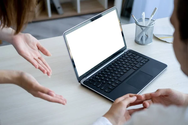 Business discussion distance work computer mockup — Stockfoto