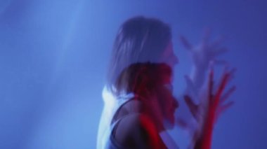 emotional conflict double exposure woman yelling