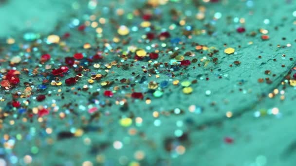 Glitter water sequin texture colorful turquoise — Wideo stockowe