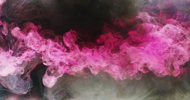 Color smoke cloud ink water drop pink black smog — Stockvideo