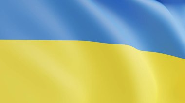 Ukrayna bayrağı ulusal sembolü mavi 3D renkte