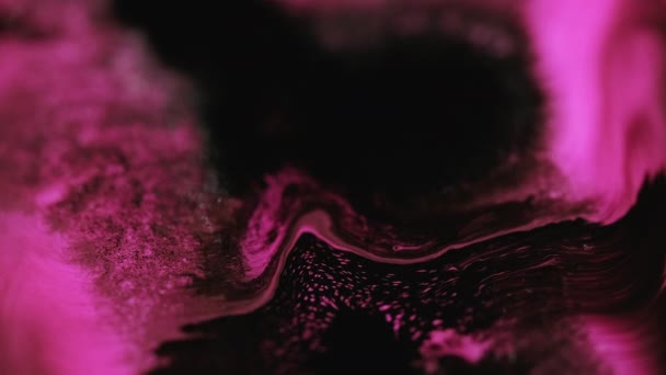 Фарба потік чорнила вода мікс мокрий бруд пляма чорно-рожевий — стокове відео