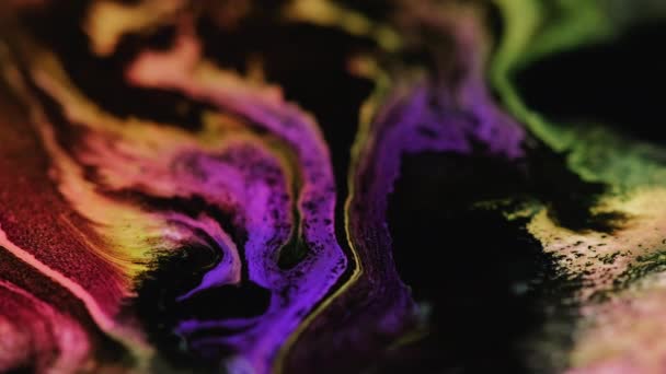 Paint paper flow ink water blend purple black dye — Stock video