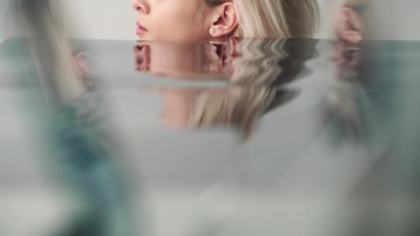 Bipolar disorder surreal portrait woman mirror — Video
