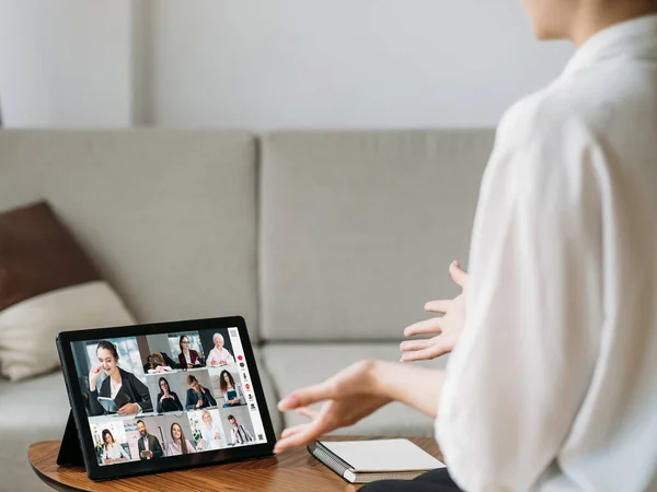 Video conference remote business team home office — Zdjęcie stockowe