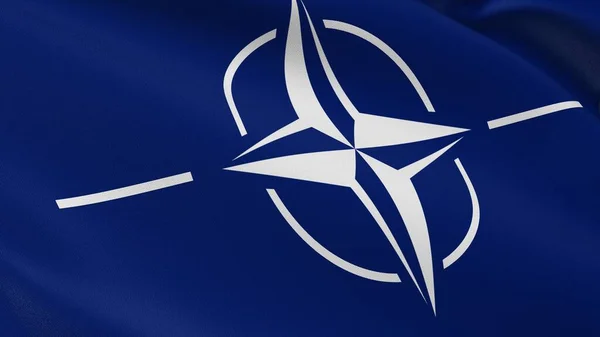 Bandeira Nato Organização Tratado Atlântico Norte Aliança Militar Bússola Subiu — Fotografia de Stock