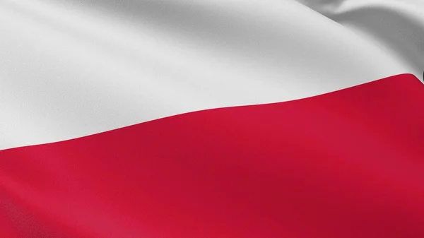 波兰国旗 华沙的标志欧洲国家 11月11日 庆祝独立日的波兰官方爱国国家象征 具有棉质的真实感3D图解 — 图库照片