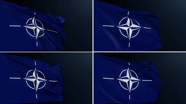 Bandeira Nato Organização Tratado Atlântico Norte Aliança Militar Coleção Bússola — Fotografia de Stock