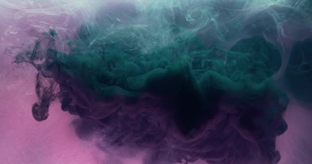 Inktwaterplons Mysterieuze Smog Zwart Groene Verf Mix Abstract Kunst Achtergrond — Stockvideo