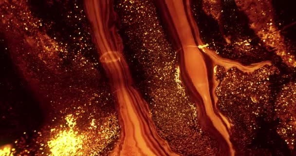 Farbflüssigkeitswelle Tintenwasserfluss Acrylfarbenmischung Orangefarbene Flüssigkeitsbewegung Auf Abstraktem Kunsthintergrund Aufgenommen Auf — Stockvideo