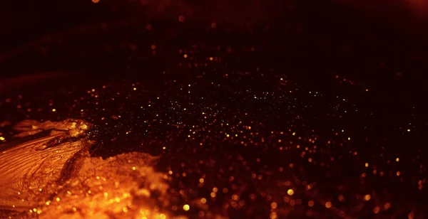 Плавающая Краска Акриловая Смесь Чернил Поток Фантазий Оранжевая Блёстковая Жидкость — стоковое фото