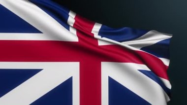 İngiliz bayrağı. Büyük Britanya. İngiliz Jack. Londra tabelası. İngiltere 'nin resmi vatansever ulusal sembolü İskoçya Galler birliği. Dalgalı pamuk dokusuyla gerçekçi 3D animasyon.