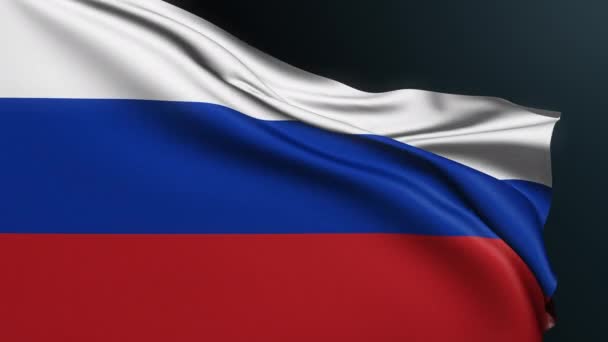 俄罗斯国旗 俄罗斯联邦 莫斯科的签名5月9日 庆祝胜利日的国家官方三色旗标志 具有波纹棉质的真实感3D动画 — 图库视频影像