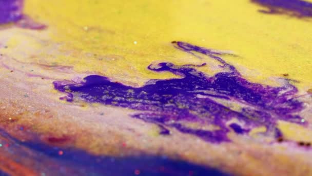 Flux Magique Encre Art Créatif Fond Marbre Peinture Liquide Violette — Video