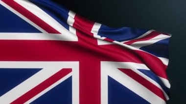 İngiliz bayrağı. Birleşik Krallık. İngiliz Jack. Londra tabelası. İngiliz Ulusal Günü 'nün birlik kutlamasının resmi sembolü, 12 Haziran. Dalgalı pamuk dokusuyla gerçekçi 3D animasyon.