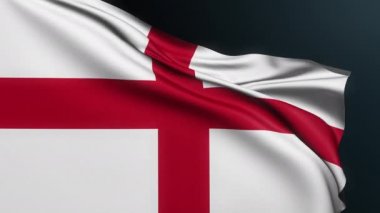 İngiltere bayrağı. Aziz Georges Haçı. Londra tabelası. Ulusal Bayram 'ın resmi vatanseverlik sembolü, 23 Nisan. Dalgalı pamuk dokusuyla gerçekçi 3D animasyon.
