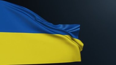 Ukrayna bayrağı. Kyiv işareti. Avrupa ülkesi. Mavi sarı Ukrayna vatansever ulusal kimlik sembolü zafer demokrasisi özgürlüğü. Sallanan pamuk dokusuyla gerçekçi 3D animasyon.