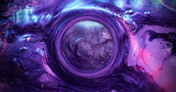Eau Encre Éclaté Portail Fantasme Vortex Flux Peinture Blanche Violet — Video