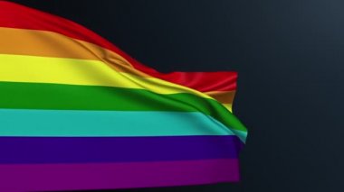 LGBT bayrağı. Eşcinsel özgürlüğü. Çeşitlilik toleransı. Gökkuşağı 77 Haziran Gurur Ayı kutlamasının sembolü. Sallanan pamuk dokusuyla gerçekçi 3D animasyon.