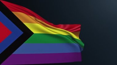 Gökkuşağı bayrağı. LGBT eşitliği. Eşcinsel hakları. Sosyal Adalet Gururu tasarımı 35 renk sembolü çeşitlilik toleransı. Sallanan pamuk dokusuyla gerçekçi 3D animasyon.
