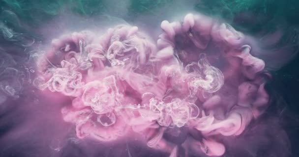 Inktwaterexplosie Fantasie Wolk Lavendel Roze Rook Abstract Kunst Achtergrond Opname — Stockvideo