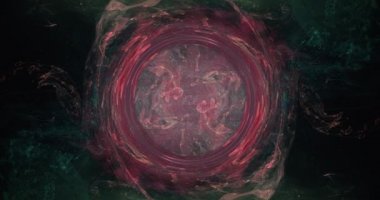 Sis sızıntısı portalı. Büyü büyüsü. Kırmızı siyah buhar karışımı. Kızıl Sinema 6k kamerasında soyut sanat arkaplan görüntüsü.