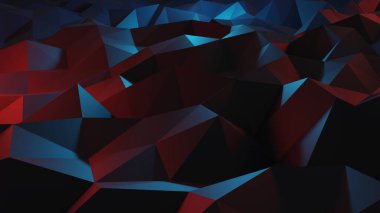 Üçgen soyut doku. Geleceğe yönelik bir geçmiş. Piramit deseni. Neon kırmızı siyah renk parıltı mozaik süsleme modern CG 3D motif yüzeyi.