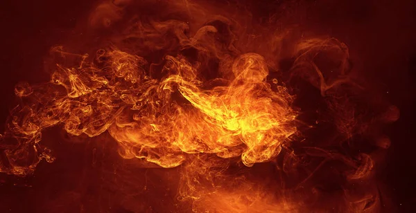 Tintenwasser Explosion Effekt Orangefarbene Flammen Abstrakte Kunst Hintergrund Schuss Auf — Stockfoto