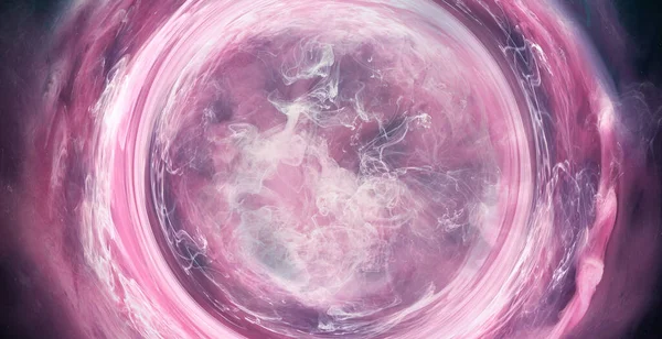 Fog flow. Fantasy round portal cloud. White pink purple gas blend. Creative abstract background shot on Red Cinema camera 6k.
