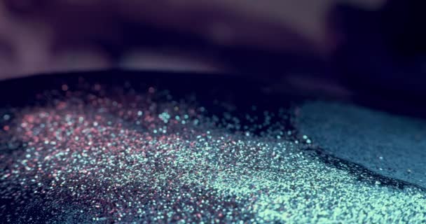 Liquid Glitter Motion Defocused Blue Pink Purple Sparkling Wet Flakes — Stock Video