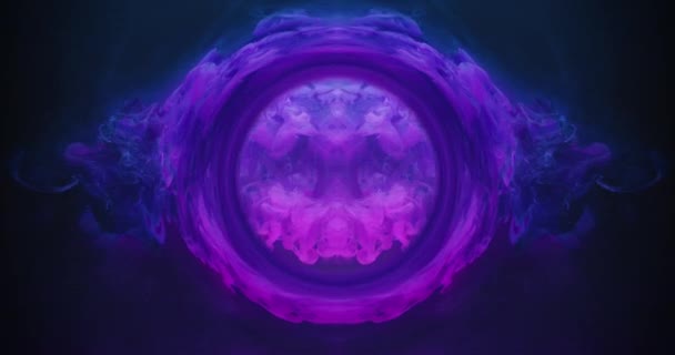 Barva Inkoustu Malovat Vodní Magický Kruh Přechod Odhaluje Efekt Neon — Stock video
