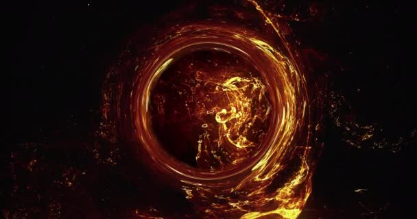 Portail Spatial Explosion Eau Encre Flammes Feu Orange Art Abstrait — Video