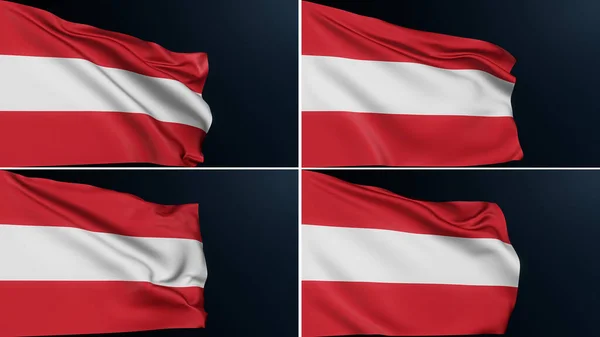 オーストリアの国旗 ウィーンの看板 ヨーロッパの国 国民の日のお祝いのオーストリアの公式の愛国的なシンボルのコレクション コットンの質感が4セットになったリアルな3Dイラスト — ストック写真