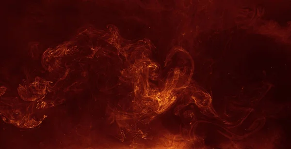 インクの水のブレンド 火の効果だ 赤オレンジ色の燃えるような流体の混合運動黒霧のテクスチャの抽象的な背景のショット赤シネマカメラ6K — ストック写真