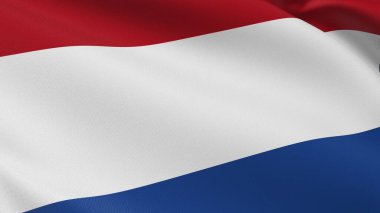 Hollanda bayrağı. Amsterdam işareti. Avrupa ülkesi. 27 Nisan 'da düzenlenen Krallar Günü kutlamalarının üç renkli resmi vatanseverlik sembolü. Pamuk desenli gerçekçi 3D illüstrasyon.